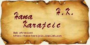 Hana Karajčić vizit kartica
